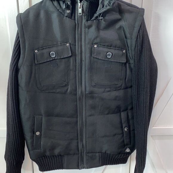 American Stitch Men's Knitted Long Sleeve Hooded Vest Jacket Size Small - Picture 5 of 14
